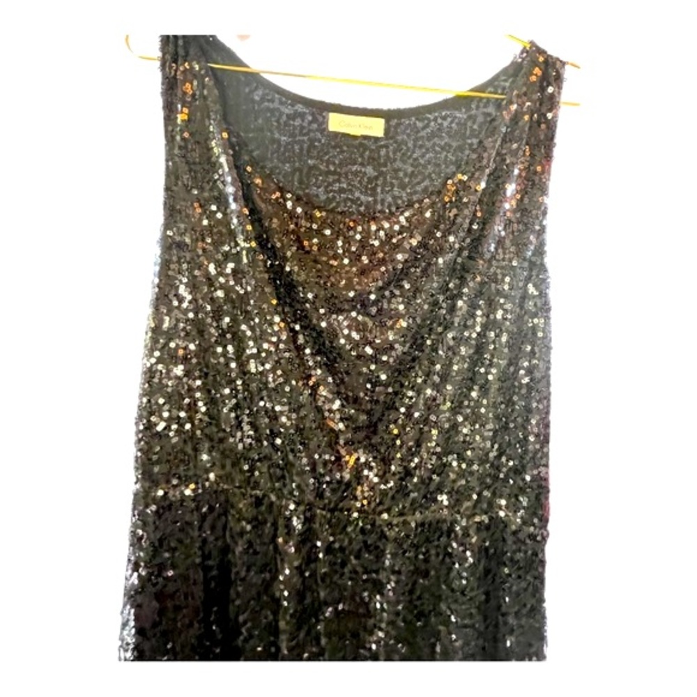 CALVIN KLEIN BLACK SEQUINED PARTY DRESS MID LENGTH Size XL - Picture 8 of 9